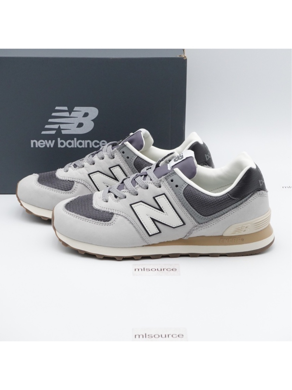 NEW New Balance 574 Leather Sneakers U57418X Grey Matter